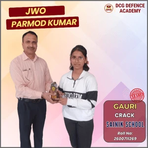 JWO Parmod Kumar presenting award to Gauri for Sainik School success