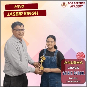 MWO Jasbir Singh awarding Anusha for Sainik School success
